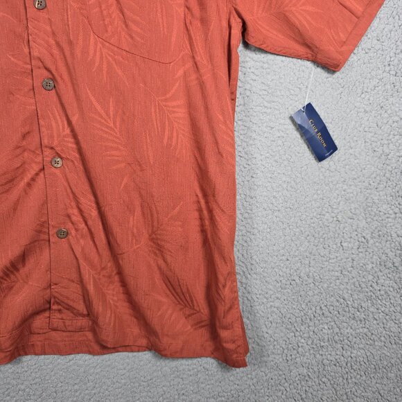 Club Room Hawaiian Shirt Mens Sz Large Brick Red Floral Camp Collar Vintage NWT - Picture 4 of 12
